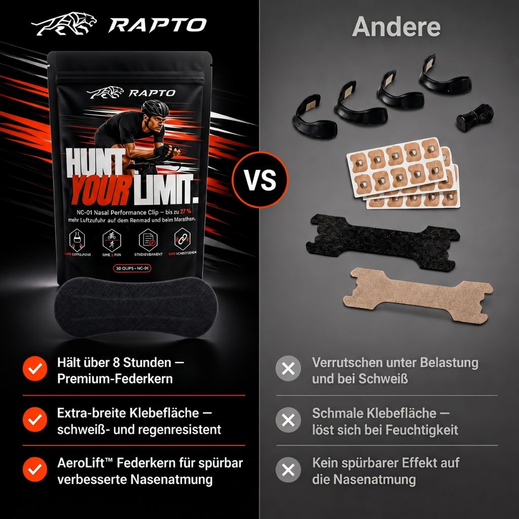 Split-Vergleich: RAPTO NC-01 links, andere Anbieter rechts